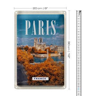 Blechschild Reise 20x30cm Paris Frankreich Sein Notre-Dam