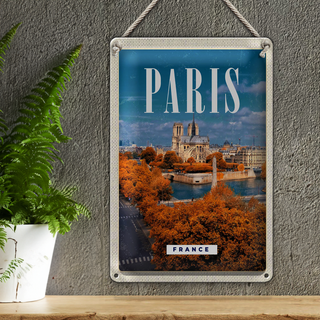 Blechschild Reise 20x30cm Paris Frankreich Sein Notre-Dam