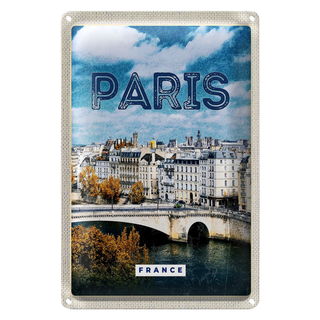 Blechschild Reise 20x30cm Paris Frankreich Trip Stadt Vintage