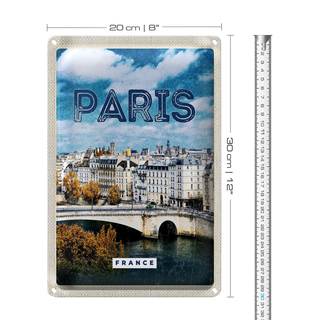 Blechschild Reise 20x30cm Paris Frankreich Trip Stadt Vintage