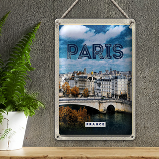 Blechschild Reise 20x30cm Paris Frankreich Trip Stadt Vintage