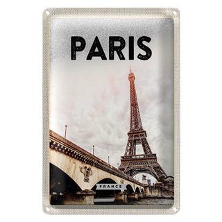 Blechschild Reise 20x30cm Paris Frankreich Eiffelturm Tourismus