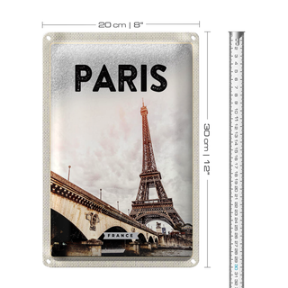 Blechschild Reise 20x30cm Paris Frankreich Eiffelturm Tourismus
