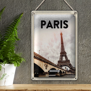 Blechschild Reise 20x30cm Paris Frankreich Eiffelturm Tourismus