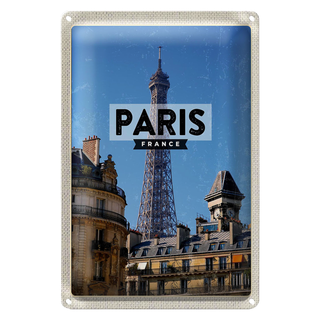 Blechschild Reise 20x30cm Paris Frankreich Eiffelturm Stadt
