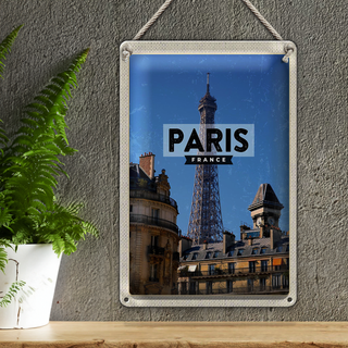 Blechschild Reise 20x30cm Paris Frankreich Eiffelturm Stadt