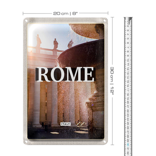 Blechschild Reise 20x30cm Rom Italien Brunnen Mittelalter