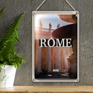 Blechschild Reise 20x30cm Rom Italien Brunnen Mittelalter