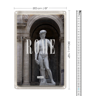 Blechschild Reise 20x30cm Rom Italien Statue Urlaub Reiseziel