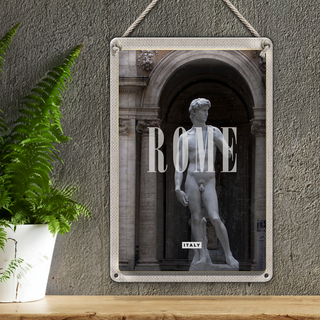 Blechschild Reise 20x30cm Rom Italien Statue Urlaub Reiseziel
