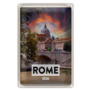 Blechschild Reise 20x30cm Rom Italien Fluss Kathedrale