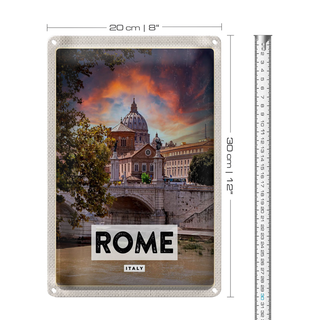 Blechschild Reise 20x30cm Rom Italien Fluss Kathedrale