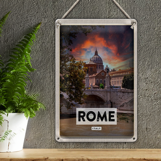 Blechschild Reise 20x30cm Rom Italien Fluss Kathedrale