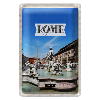 Blechschild Reise 20x30cm Rom Italien Brunnen Skulptur Urlaub