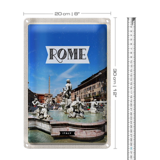 Blechschild Reise 20x30cm Rom Italien Brunnen Skulptur Urlaub