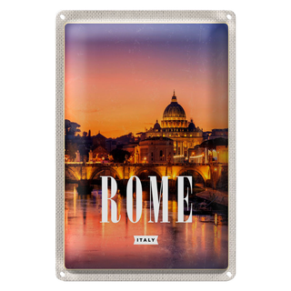 Blechschild Reise 20x30cm Rom Italien Stadt Kathedrale Nacht