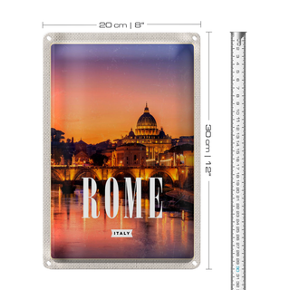 Blechschild Reise 20x30cm Rom Italien Stadt Kathedrale Nacht