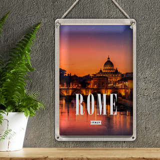 Blechschild Reise 20x30cm Rom Italien Stadt Kathedrale Nacht
