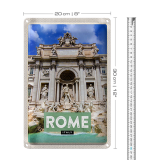 Blechschild Reise 20x30cm Rom Italien Trevi Fountain Brunnen