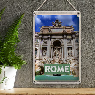 Blechschild Reise 20x30cm Rom Italien Trevi Fountain Brunnen