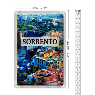 Blechschild Reise 20x30cm Sorrento Italien Gebäude Urlaub Trip