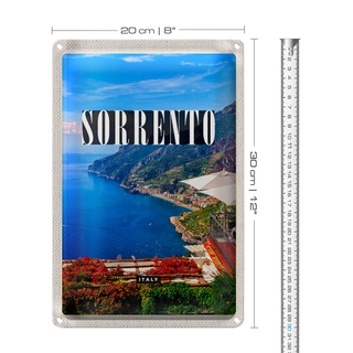 Blechschild Reise 20x30cm Sorrento Italien Meer Ausblick Trip