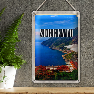 Blechschild Reise 20x30cm Sorrento Italien Meer Ausblick Trip