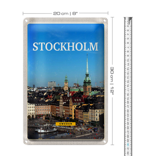 Blechschild Reise 20x30cm Stockholm Schweden Altstadt Übersicht Schild