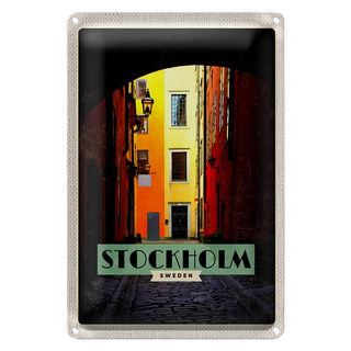 Blechschild Reise 20x30cm Stockholm Schweden Gasse Reise