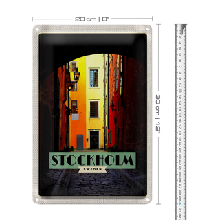 Blechschild Reise 20x30cm Stockholm Schweden Gasse Reise