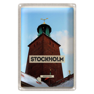 Blechschild Reise 20x30cm Stockholm Schweden Schnee Reise