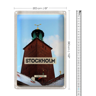 Blechschild Reise 20x30cm Stockholm Schweden Schnee Reise
