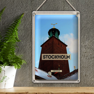 Blechschild Reise 20x30cm Stockholm Schweden Schnee Reise