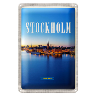 Blechschild Reise 20x30cm Stockholm Schweden Meer Städtetrip