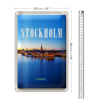 Blechschild Reise 20x30cm Stockholm Schweden Meer Städtetrip