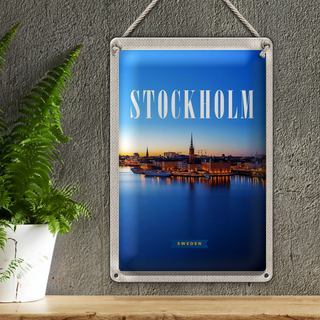 Blechschild Reise 20x30cm Stockholm Schweden Meer Städtetrip