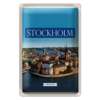 Blechschild Reise 20x30cm Stockholm Schweden Mittelalter Stadt