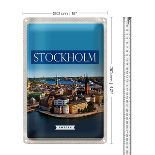 Blechschild Reise 20x30cm Stockholm Schweden Mittelalter Stadt