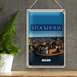 Blechschild Reise 20x30cm Stockholm Schweden Mittelalter Stadt