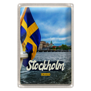 Blechschild Reise 20x30cm Stockholm Schweden Bootstur Meer