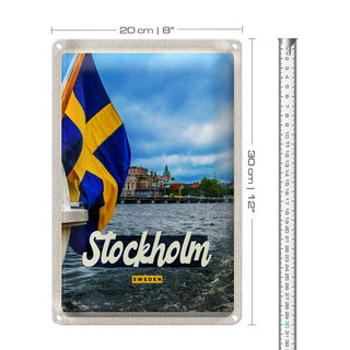 Blechschild Reise 20x30cm Stockholm Schweden Bootstur Meer