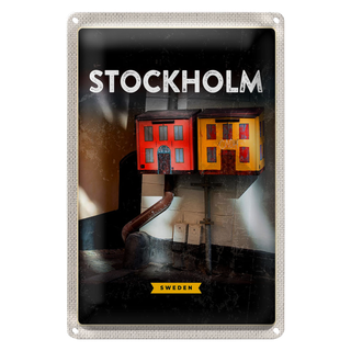Blechschild Reise 20x30cm Stockholm Schweden Haus Kunst