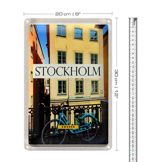 Blechschild Reise 20x30cm Stockholm Schweden Gebäude Reise