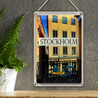 Blechschild Reise 20x30cm Stockholm Schweden Gebäude Reise
