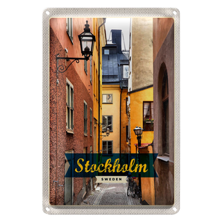 Blechschild Reise 20x30cm Stockholm Schweden Altstadt Gasse