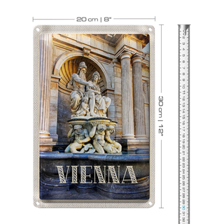 Blechschild Reise 20x30cm Wien Österreich Skultur Mittelalter