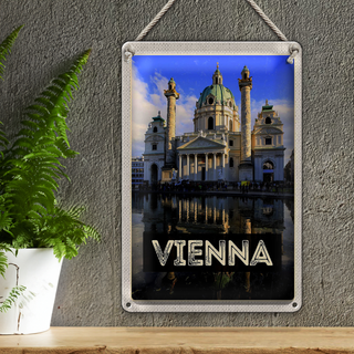 Blechschild Reise 20x30cm Wien Österreich Karlskirche Reise