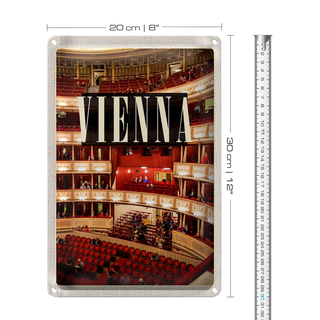 Blechschild Reise 20x30cm Wien Österreich Opera Theater Reise