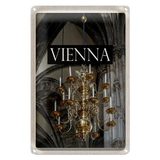 Blechschild Reise 20x30cm Wien Österreich Kronleuchter Posta