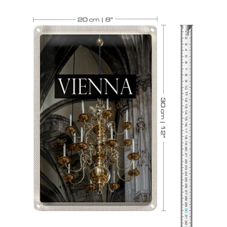 Blechschild Reise 20x30cm Wien Österreich Kronleuchter Posta